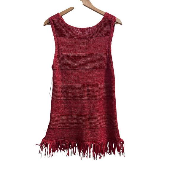 Crochet Open Knit Beaded Embellished Fringe Trim Tunic Micro Mini Dress Large - Picture 3 of 9